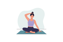 Woman practicing seated yoga pose on mat in casual athletic Product Image 1
