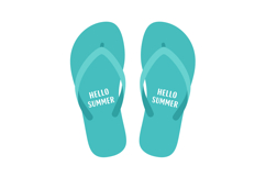 Summer flip flops with hello summer text turquoise blue colo Product Image 1