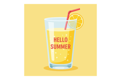 Glass of fresh yellow lemonade with red straw and lemon slic Product Image 1