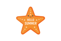 Cute orange starfish with hello summer text summer theme vec Product Image 1