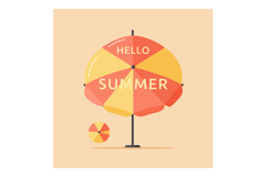 Summer beach umbrella with yellow and orange panels and beac Product Image 1