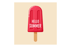 Red Popsicle with Hello Summer Text Summer Season Illustrati Product Image 1