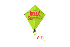 Green kite with red hello summer text and small bows vector Product Image 1