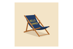 Summer beach chair with navy blue fabric and wooden frame ve Product Image 1