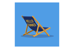 Summer lounge chair with hello summer text on blue backgroun Product Image 1