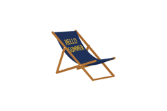 Folding Beach Chair with Hello Summer Text in Blue and Brown Product Image 1