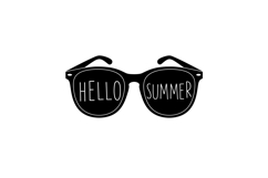 Sunglasses with Hello Summer Text Black and White Vector Ill Product Image 1