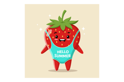 Strawberry Character Wearing Hello Summer Swimsuit Cute Red Product Image 1