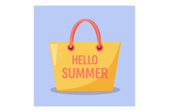 Summer tote bag with hello summer text in yellow and coral c Product Image 1