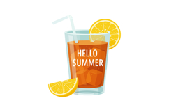 Iced Tea Glass with Lemon Slices and Straw Refreshing Summer Product Image 1