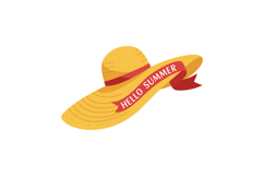 Wide Brim Yellow Summer Hat with Red Ribbon Hello Summer Tex Product Image 1