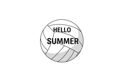 Volleyball with Hello Summer Text Black and White Vector Ill Product Image 1