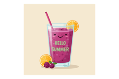 Purple smoothie glass with orange slice and summer greeting Product Image 1