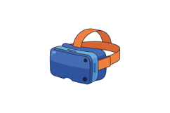 Virtual reality headset with blue device and orange straps v Product Image 1