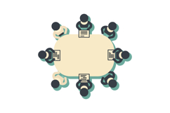 Business meeting with people around table holding documents Product Image 1