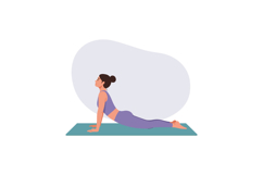 Woman practicing upward dog yoga stretch on mat in fitness e Product Image 1