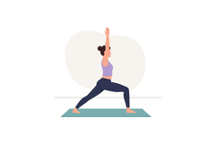 Woman practicing yoga warrior pose on teal mat for fitness a Product Image 1