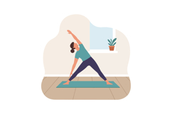 Woman practicing yoga indoors on mat stretching near window Product Image 1