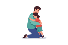 Father and son embracing in comforting hug vector illustrati Product Image 1