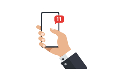 A hand holding a smartphone displaying notification alerts i Product Image 1