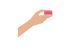 A hand delicately holding a pink macaron in a minimal flat v Product Image 1