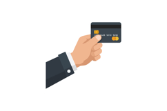 Hand holding a credit card in a formal suit style, flat vect Product Image 1