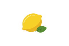Bright yellow lemon with green leaf in a minimal flat vector Product Image 1