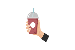 Hand holding a refreshing drink in a red cup with a straw, f Product Image 1