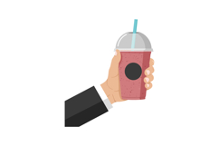 Hand holding a refreshing pink smoothie in a cup with a stra Product Image 1
