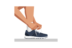 Person tying shoelaces on a running shoe in a minimalistic v Product Image 1