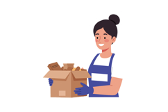 Person smiling while holding a cardboard box filled with ite Product Image 1