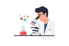 Scientist examining samples with microscope in a laboratory, Product Image 1