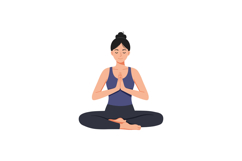 A woman practicing meditation in a serene pose with flat des Product Image 1