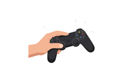 Hand gripping a black gaming controller in a flat design sty Product Image 1