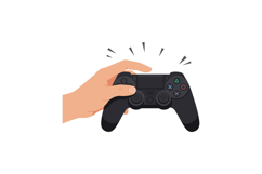 Hand holding a black gaming controller in a minimalistic fla Product Image 1