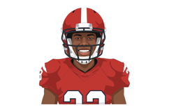 Smiling football player wearing a red jersey and helmet in d Product Image 1