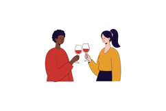 Two friends clinking wine glasses in a cheerful celebration Product Image 1