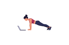 Woman performing push-ups in a focused manner while using a Product Image 1