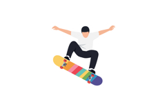 A young skateboarder performing an impressive jump in flat d Product Image 1