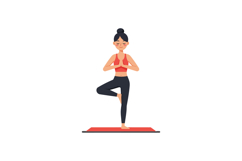 A woman practicing yoga in a serene pose on a red mat, minim Product Image 1