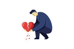 Man kneeling with a broken heart, expressing sadness in flat Product Image 1