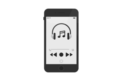 Smartphone displaying music player interface with headphones Product Image 1