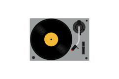 Turntable with a spinning vinyl record in flat design vector Product Image 1