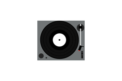 Turntable with spinning vinyl record in flat design vector a Product Image 1