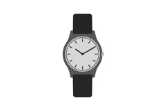 Simple grey wristwatch with black strap in flat design showc Product Image 1