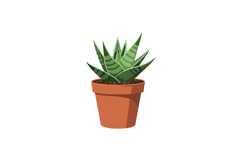 Green succulent plant in a terracotta pot, flat design style Product Image 1