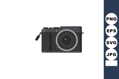 Compact digital camera front view with lens and buttons vect Product Image 1