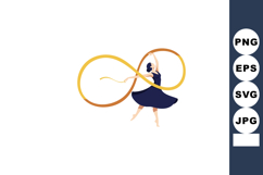 Rhythmic gymnast dancing with golden ribbon performing elega Product Image 1