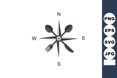 Food-themed compass rose with fork spoon knife directions cr Product Image 1