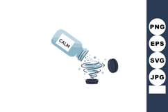 Calm pill bottle spilling medicine with swirling effect symb Product Image 1